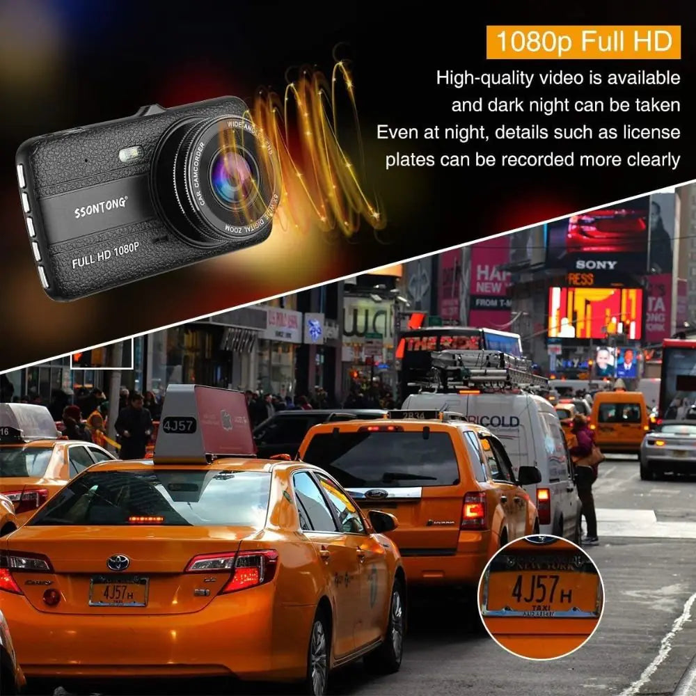 DVR Dash 4 inch Full HD 1080P Dual Dash Camera