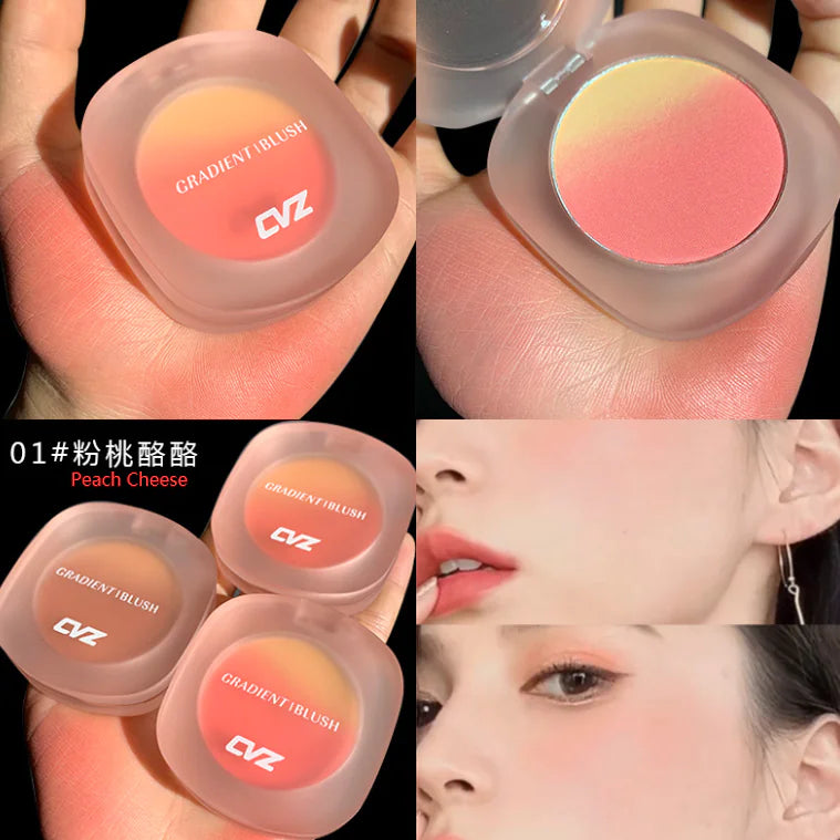 Three-Color Gradient Blush for Natural Makeup Look