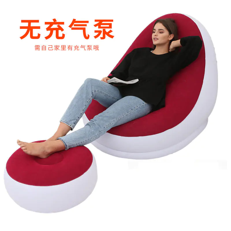 Thick Folding Inflatable Lazy Sofa with Footrest