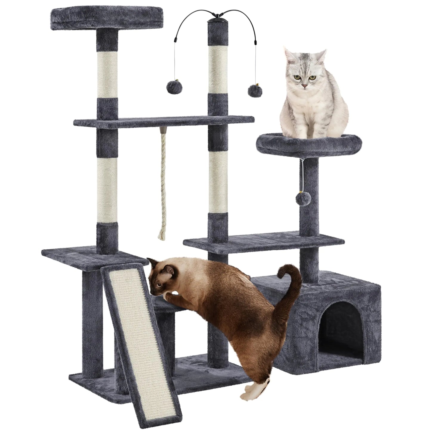 Yaheetech Multi-Level Cat Tree Cat Tower for Indoor Cats Cat Condo with Scratching Posts Cat Furniture Play Center Plush Perch Rotatable Cat Tree for Kittens/Large Cat Dark Gray