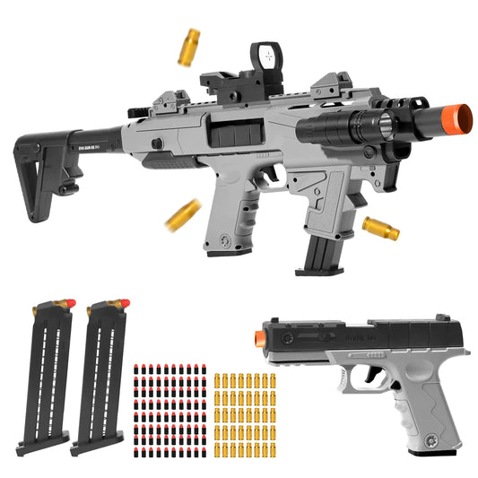 Soft Bullet Toy Gun Blaster Realistic Toy Dart Hand Gun Soft Bullet Pistol Foam Shell ejecting Blasters with 2 Clips & 80 Foam Bullets Gifts for Boys Girls Adults Age 8+
