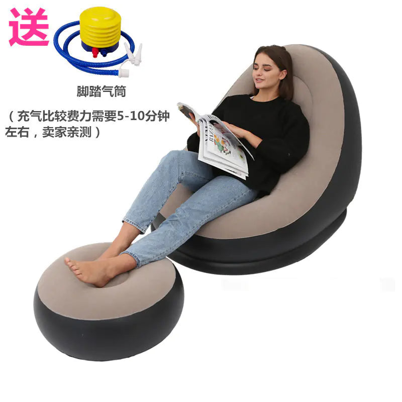 Thick Folding Inflatable Lazy Sofa with Footrest