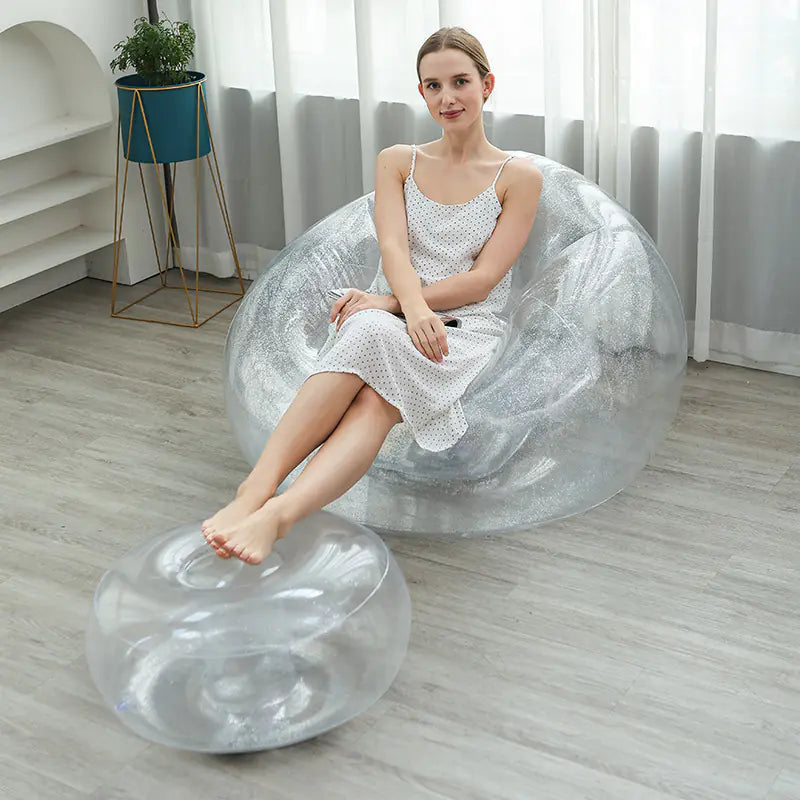 Thick Folding Inflatable Lazy Sofa with Footrest