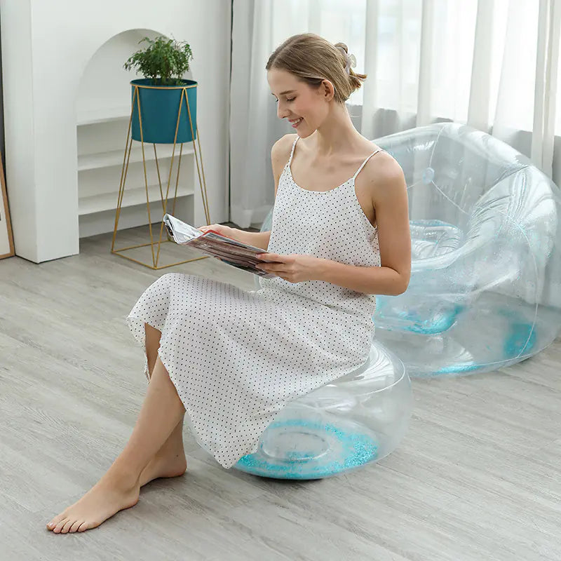 Thick Folding Inflatable Lazy Sofa with Footrest