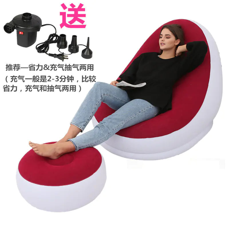 Thick Folding Inflatable Lazy Sofa with Footrest