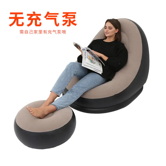 Thick Folding Inflatable Lazy Sofa with Footrest
