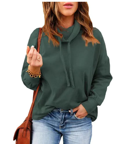 Women's Long Sleeve Turtleneck Drawstring Sweatshirt