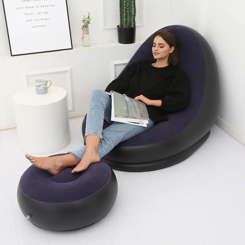 Thick Folding Inflatable Lazy Sofa with Footrest