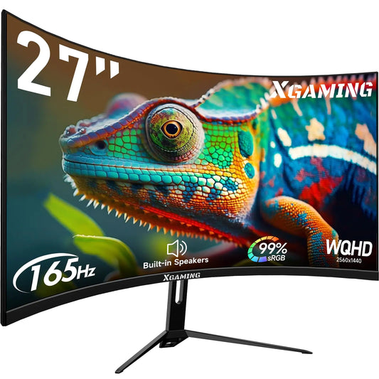 27" Curved Gaming Monitor QHD(2560x1440P) 2K 165Hz 1500R 100% sRGB Computer Monitors 1ms GTG with FreeSync Low Blue Light Frameless HDMI DP DisplayBuilt-in Speakers-Black