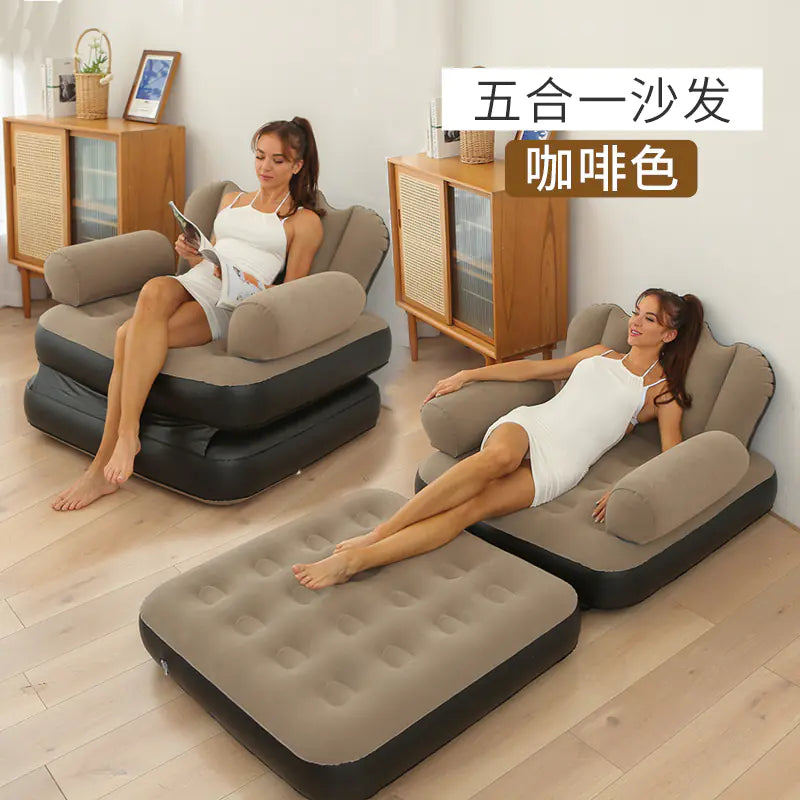 Thick Folding Inflatable Lazy Sofa with Footrest