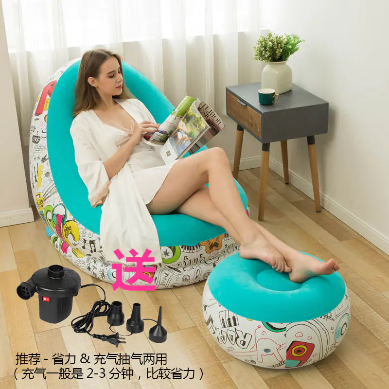 Thick Folding Inflatable Lazy Sofa with Footrest