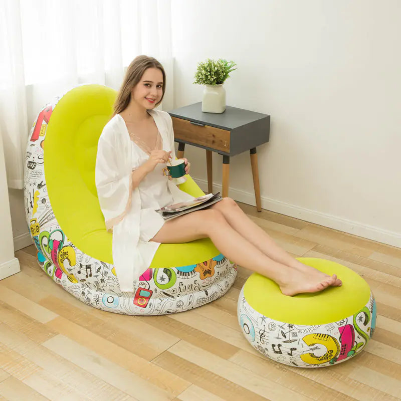 Thick Folding Inflatable Lazy Sofa with Footrest