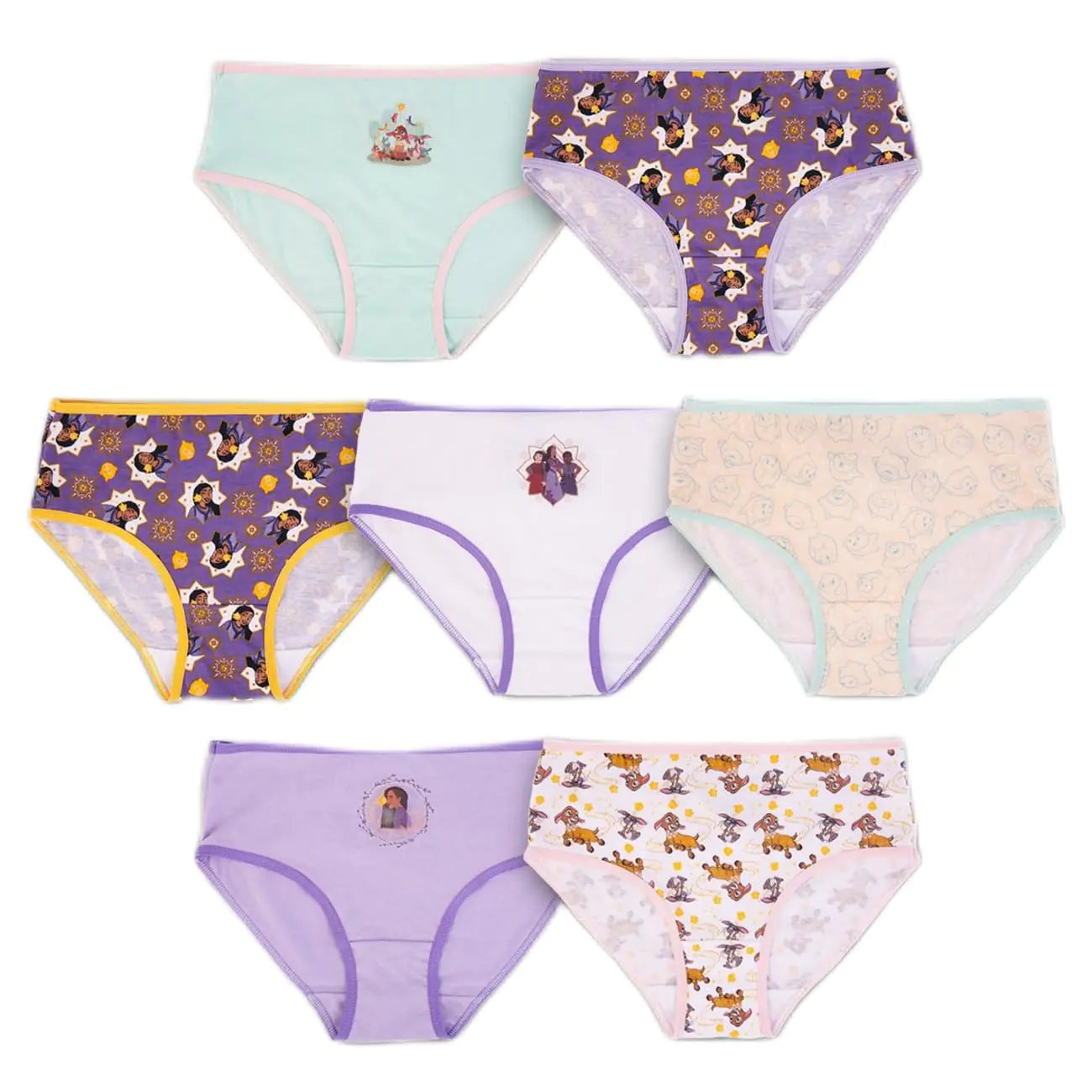 Disney Girls Wish 100% Combed Cotton 7-Pack Underwear in Sizes 4 6 8 Wish-7pk